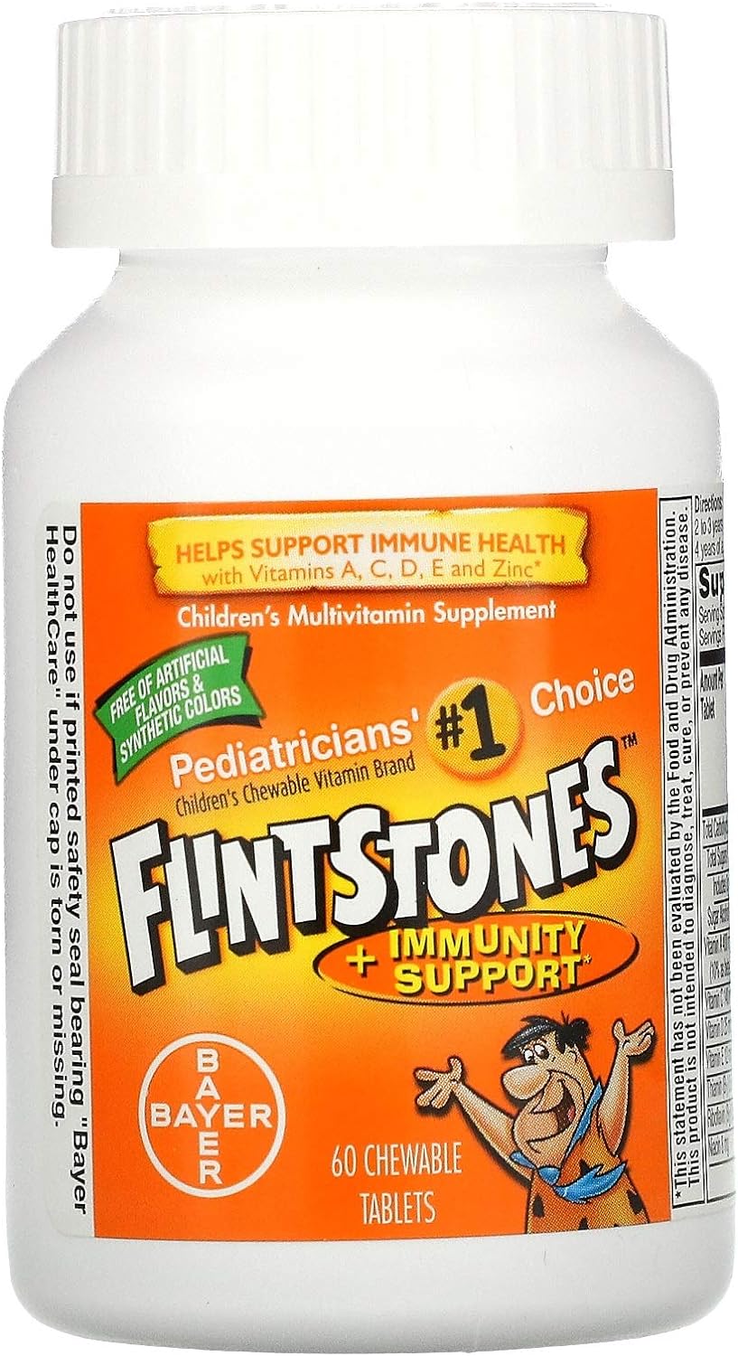 Flintstones Chewable Kids Vitamins with Immunity Support*, Multivitamin for Kids and Toddlers with Vitamin C & more, 60ct