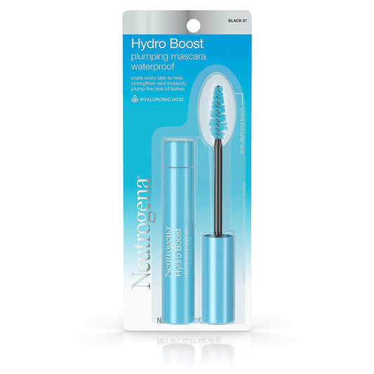 Neutrogena Hydro Boost Waterproof Plumping Mascara Enriched with Hydrating Hyaluronic Acid, Vitamin E, and Keratin for Dry or Brittle Lashes, Black 07,.21 oz