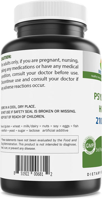Brieofood Psyllium Husk Fiber Supplement With Lactobaciilus Acidophillus (La-14) - 2100Mg Per Serving - 250 Capsules - Helps Support Digestion, Intestinal Health & Regularity