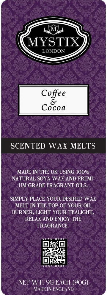 Mystix London | Coffee & Cocoa - Wax Melts Clamshell 5 x 90g (50 cubes) | 100% Natural Soya Wax | Best Aroma for Home, Kitchen, Living Room and Bathroom | Perfect as a Gift | Handmade In UK