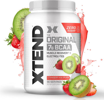 Scivation Xtend Original Bcaa Powder Strawberry Kiwi Splash | Sugar Free Post Workout Muscle Recovery Drink With Amino Acids | 7G Bcaas For Men & Women| 90 Servings