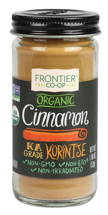 Frontier Co-Op Organic Ground Cinnamon, 1.9 Ounce Bottle, Gourmet Quality Cinnamon, Full Balanced Spicy Flavor, Kosher