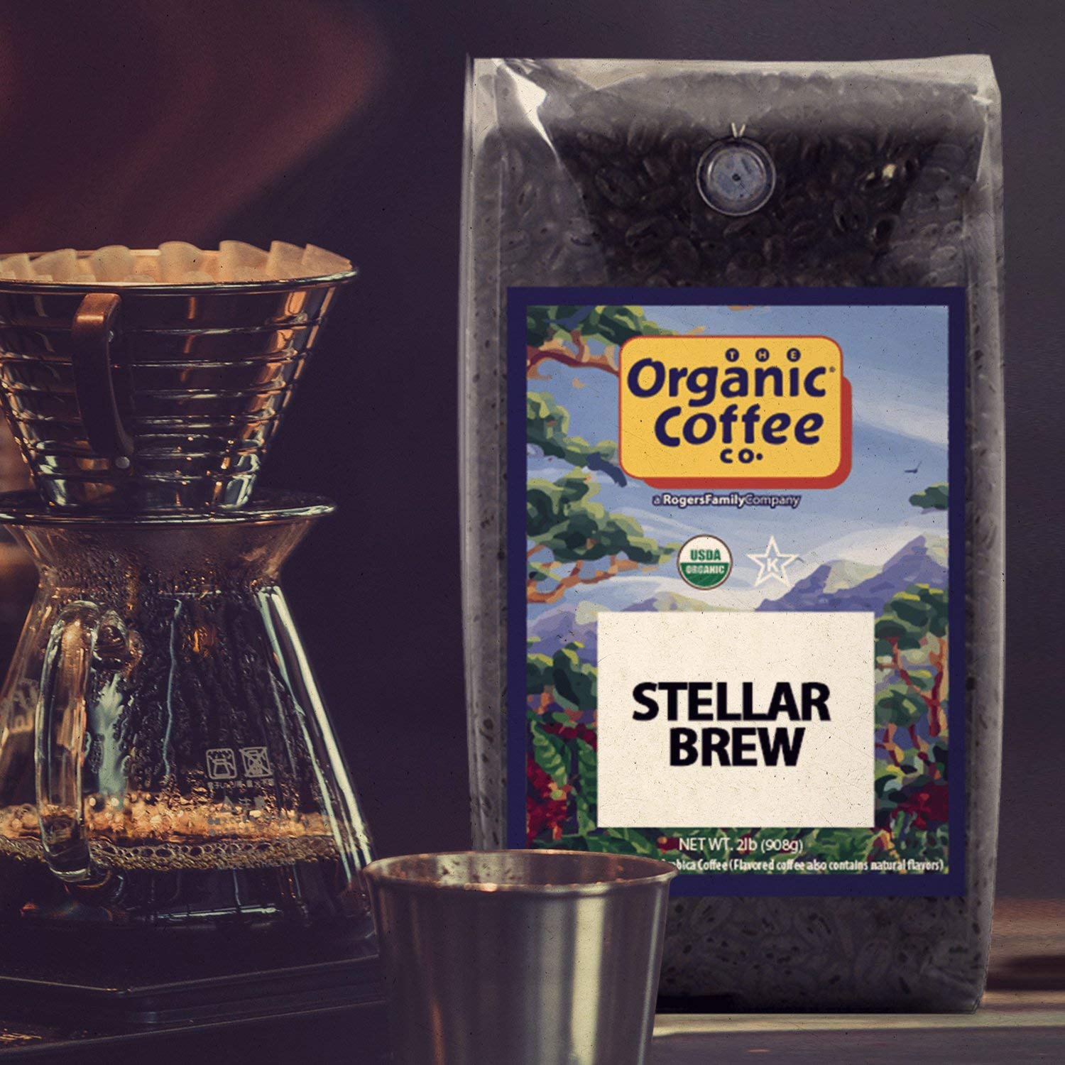 The Organic Coffee Co. Whole Bean Coffee - Steller Brew (2lb Bag), Medium Roast, USDA Organic : Ground Coffee : Grocery & Gourmet Food