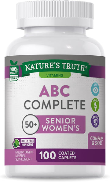 Multivitamin For Women 50 Plus | 100 Caplets | Non-Gmo & Gluten Free | Abc Complete Multivitamin | By Nature'S Truth