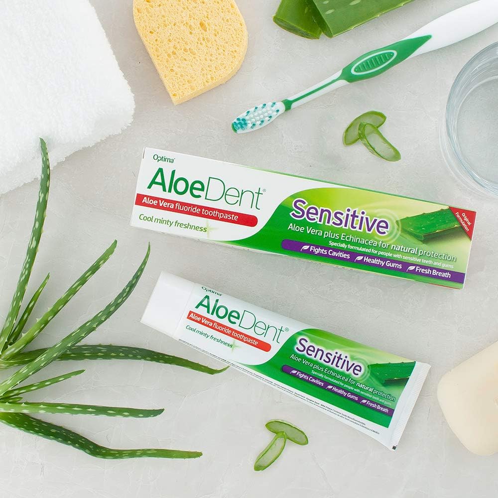 AloeDent, Sensitive Aloe Vera Toothpaste With Fluoride , Natural Action, Vegan, Cruelty Free , SLS Free, Soothing, Healthy Gums , 100ml : Amazon.co.uk: Health & Personal Care