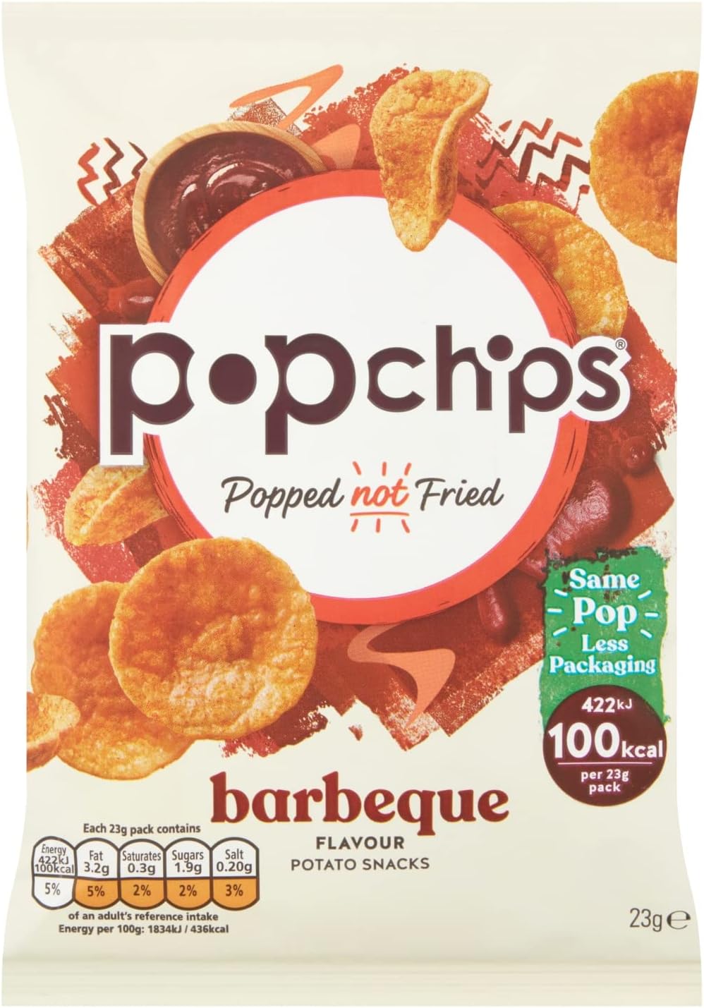 Popchips Barbeque Potato Chips, 23G (Pack Of 24)