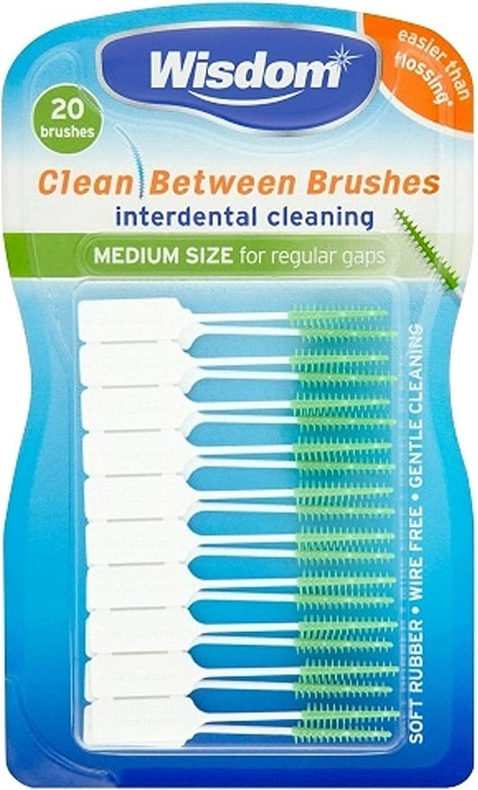 Wisdom Wis8654 Medium Green Clean Between Interdental Brushes - Total 60 By Wisdom