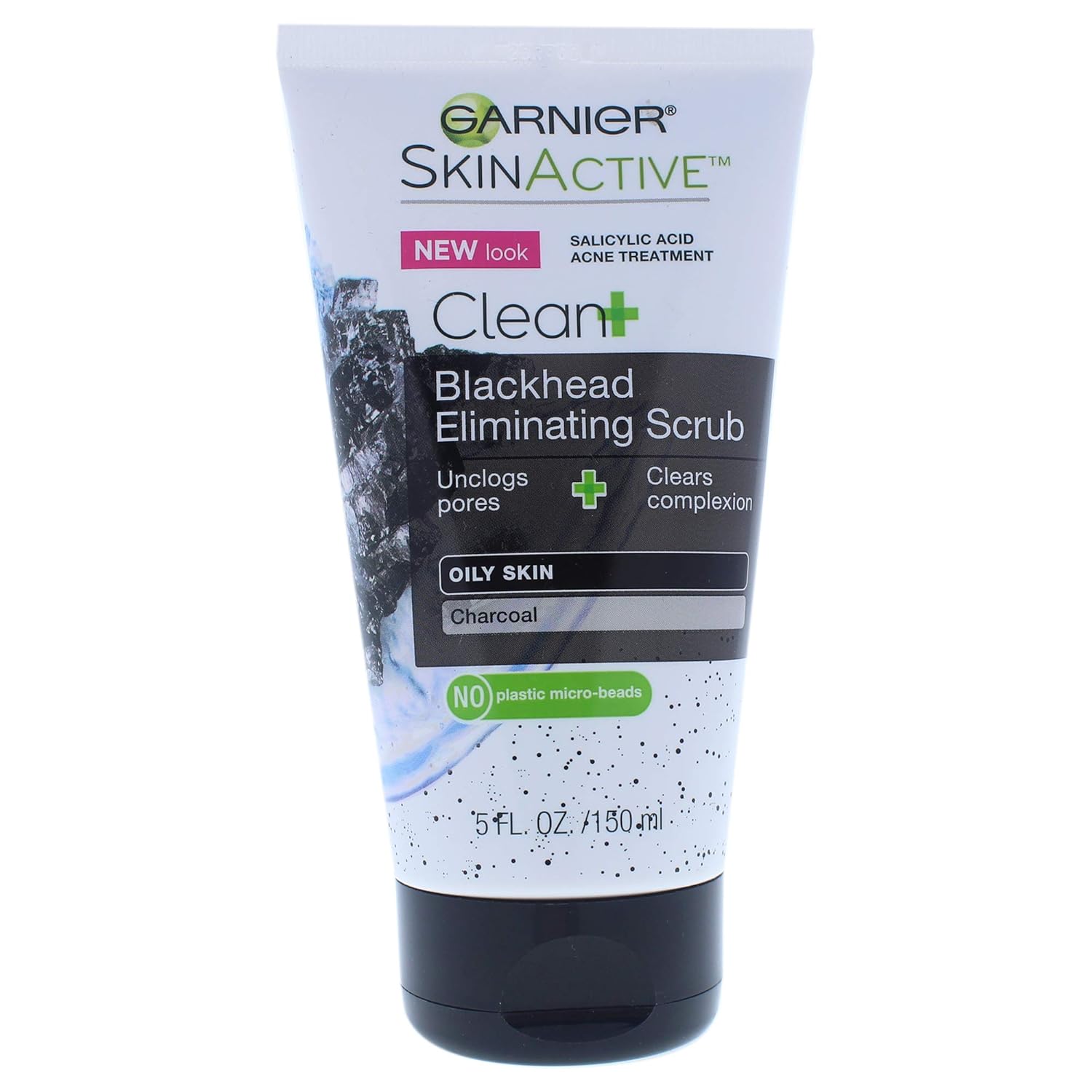 Garnier Skinactive Charcoal Blackhead Eliminating Scrub, 5 Fl Oz (150Ml), 1 Count (Packaging Mary Vary)