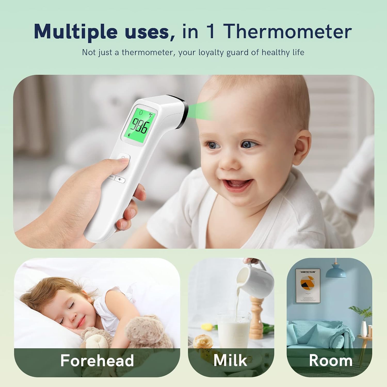 No-Touch Thermometer for Adults and Kids, Fast Accurate Digital Thermometer with Fever Alarm & Silent Mode, Easy-to-use, Forehead & Ear Thermometer for Babies, Kids & Elderly : Baby