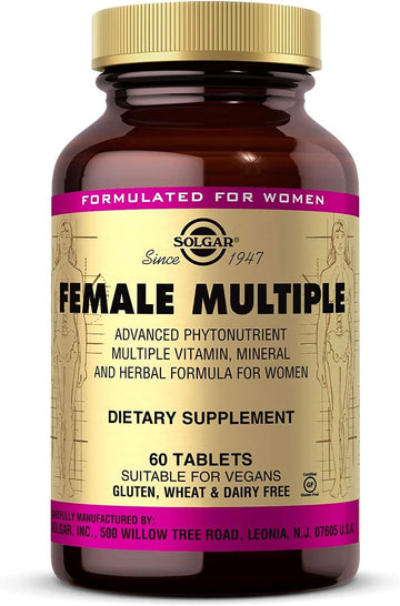 Solgar Female Multiple, 60 Tablets - Multivitamin, Mineral & Herbal Formula For Women - Advanced Phytonutrient - Vegan, Gluten Free, Dairy Free, Kosher - 20 Servings