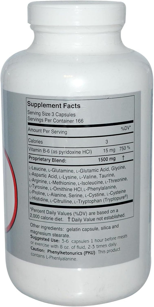 Amino Balance 500 Caps, Energy Amino Supplement, Complete 23 Free Form Amino Blend Formula With Bcaa’S, 9 Essential Amino Acids Eaa’S For Sports Nutrition, Post Workout Muscle Recovery
