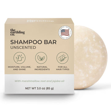 Shampoo Bar - Promote Hair Growth, Strengthen & Volumize All Hair Types - Paraben & Sulfate Free formula with Natural, Vegan Ingredients for Dry Hair (Fragrance Free, 3 oz)