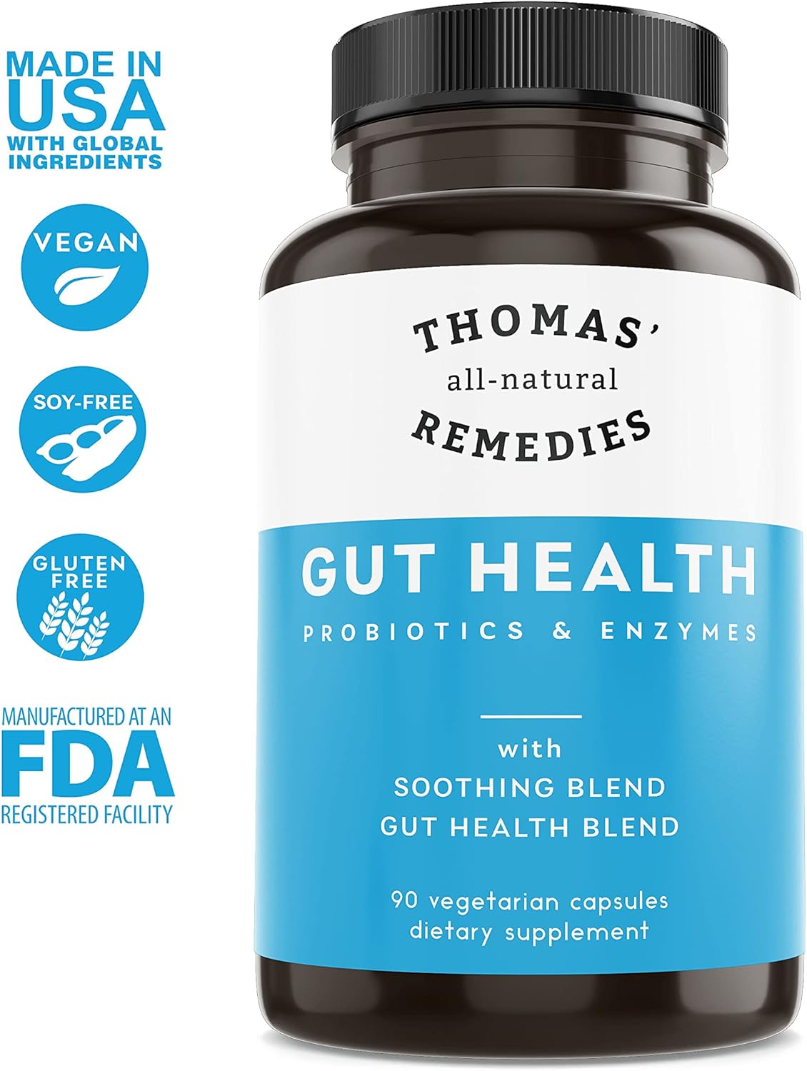 Buy Thomas' All-Natural Remedies Gut Health With Digestive Enzymes, Probiotics, Ginger, Papaya, And Turmeric For Digestion And Bloating Relieve On  Free Shipping On Qualified Orders