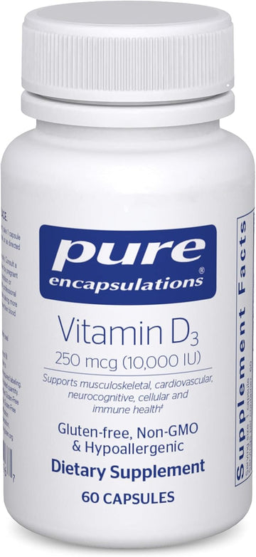 Pure Encapsulations Vitamin D3 250 mcg (10,000 IU) - Supplement to Support Bone, Joint, Breast, Heart, Colon & Immune Health - with Premium Vitamin D