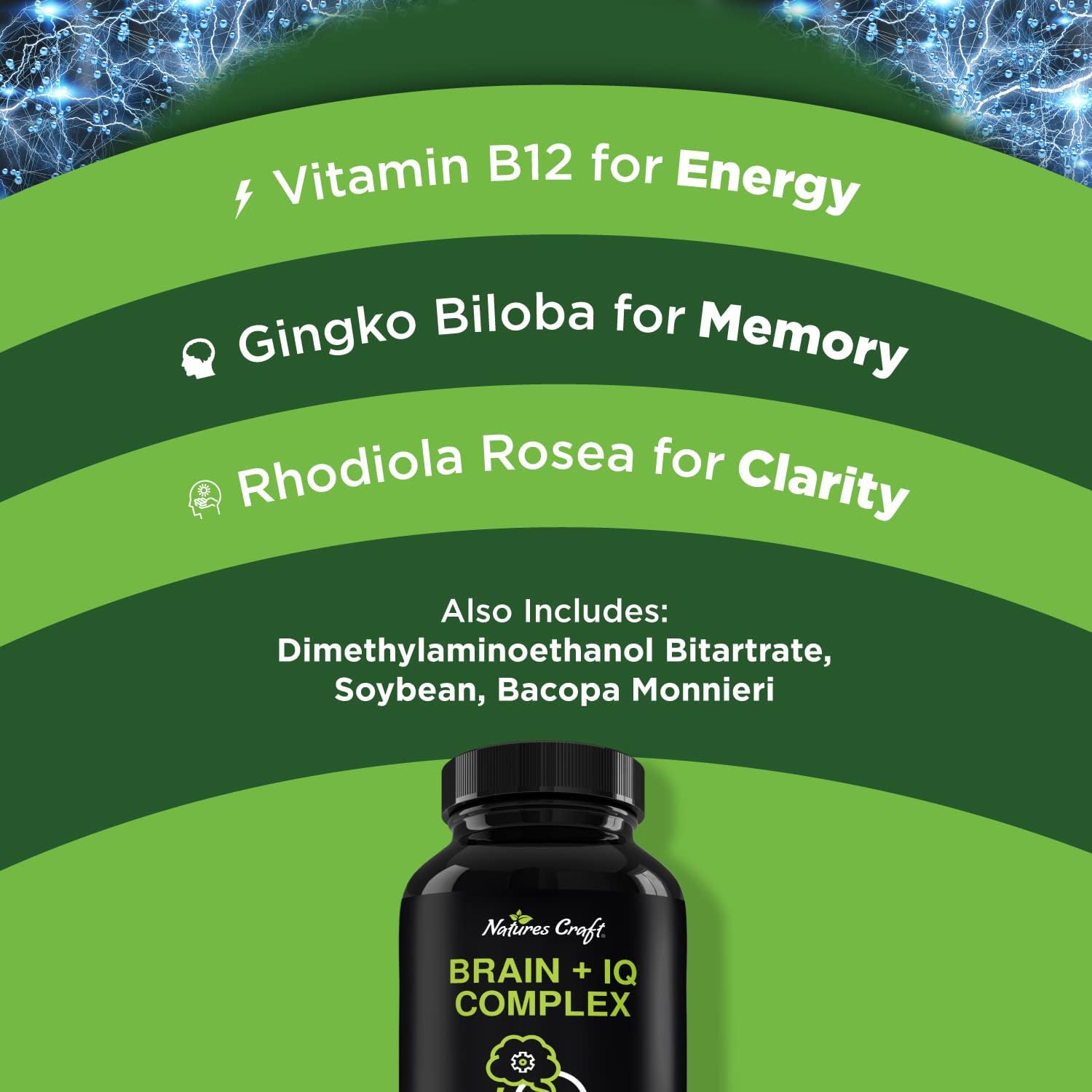 Nootropic Memory Supplement for Brain Support - Memory Pills for Brain Boost and Natural Energy Booster - Vitamin B 12 Bacopa Monnieri Rhodiola Rosea DMAE Ginkgo Biloba Phosphatidylserine Supplement : Health & Household