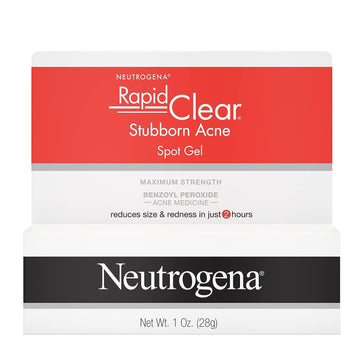 Neutrogena Rapid Clear Stubborn Acne Spot Treatment Gel with Maximum Strength 10% Benzoyl Peroxide Acne Treatment Medication, Pimple Cream for Acne Prone Skin Care, 1 oz