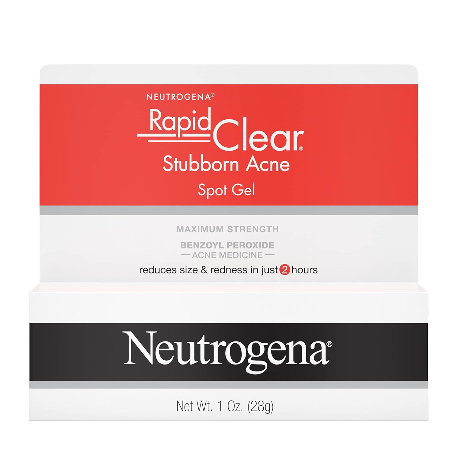 Neutrogena Rapid Clear Stubborn Acne Spot Treatment Gel With Maximum Strength 10% Benzoyl Peroxide Acne Treatment Medication, Pimple Cream For Acne Prone Skin Care, 1 Oz