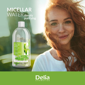 Delia Cosmetics - Moisturizing Micellar Water - Facial Cleanser With Hyaluronic Acid - Clean, Soft, Fresh & Calm Face Skin - Make-Up Remover - 500Ml