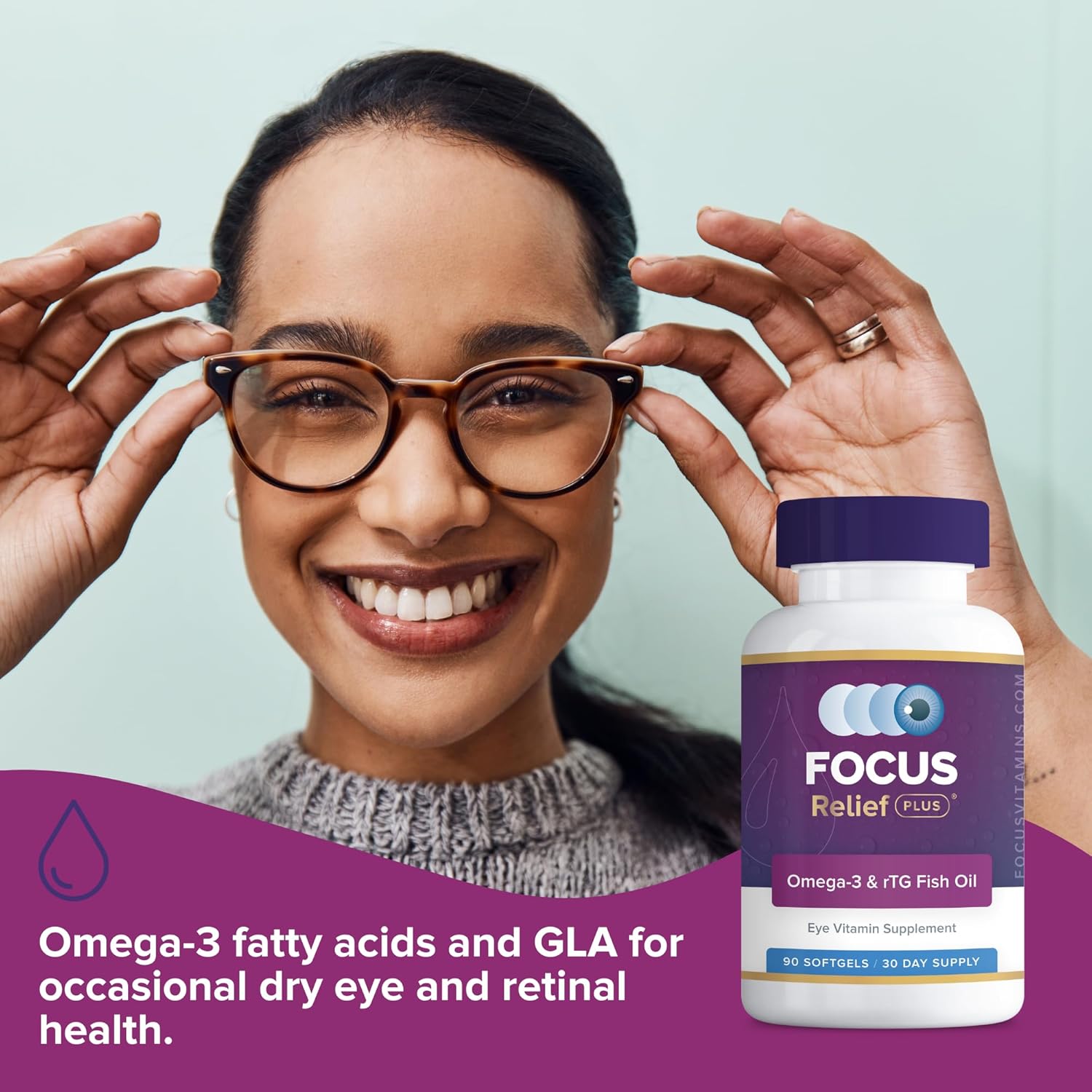 Focus Relief Plus Dry Eye Formula (270 Ct. 90 Day Supply) Dry Eye Omega 3 Supplement - Dry Eye Relief Supplement - Omega 3 Fish Oil For Dry Eye : Health & Household