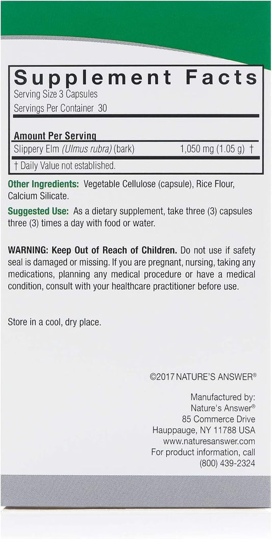 Nature'S Answer Slippery Elm Bark 1050Mg 90 Cap