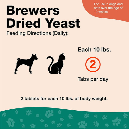 NaturVet Brewer’s Dried Yeast Pet Supplement with Garlic Flavoring – Includes B-1, B-2 Vitamins, Niacin, Vitamin C – Helps Support Glossy Coat, Healthy Skin for Dogs, Cats – 5,000 Ct
