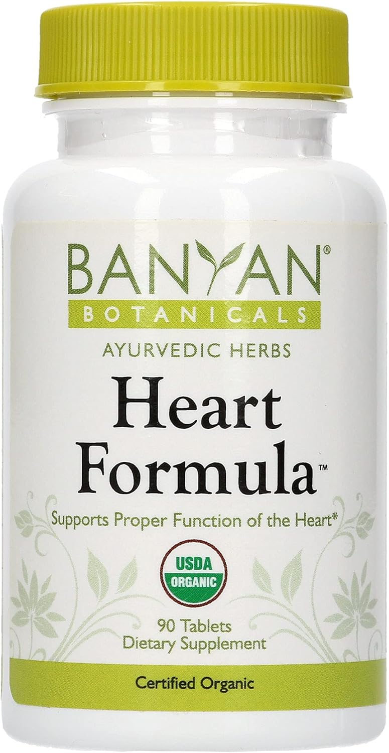 Banyan Botanicals Heart Formula â€“ Organic Herbal Heart Health Supplement with Hawthorn Berry and Â­Â­Guduchi â€“ Supports Proper Function of The Heart* â€“ 90 Tablets â€“ Non-GMO Sustainably Sourced Vegan