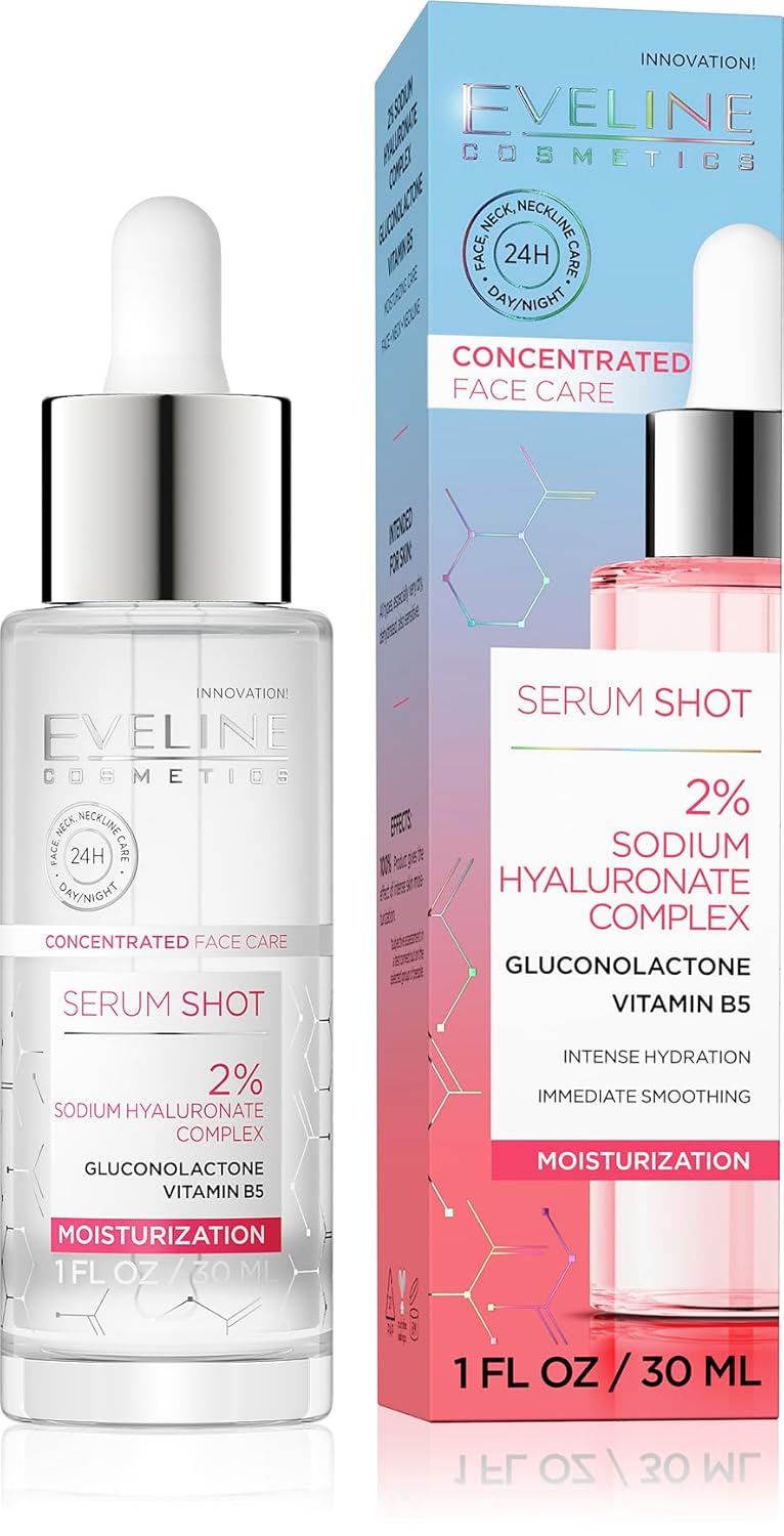 Eveline Cosmetics Face Therapy Intensive Hydrating Serum With 2% Sodium Hyaluronate Complex, Gluconolactone, And Vitamin B5