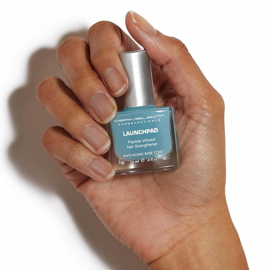 Dermelect Launchpad Nail Strengthener - Nailcare Base Coat With Keratin Protein Peptides, Strengthening, Hardening Protective Treatment For Weak, Thin, Brittle, Hard To Grow, Damaged Nails 0.4 Oz