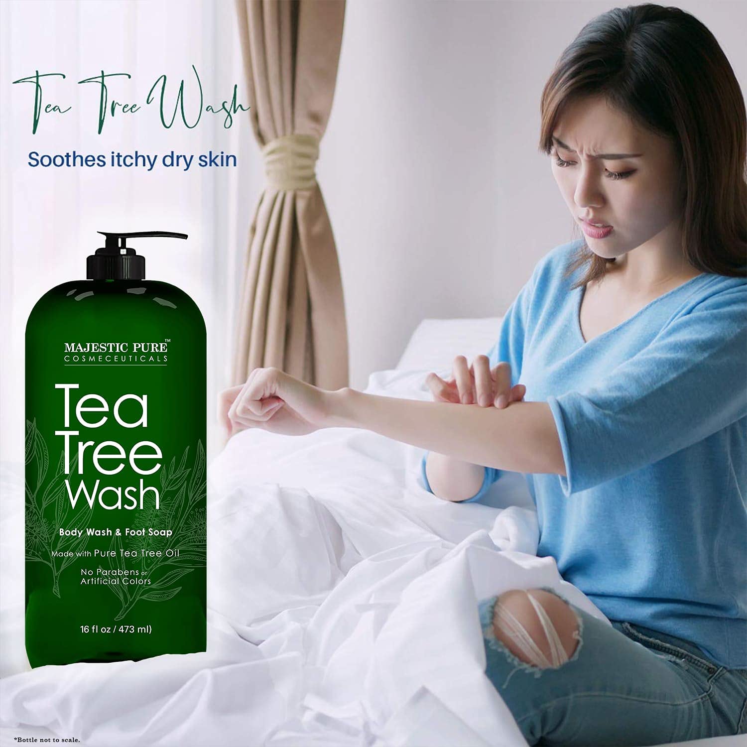 MAJESTIC PURE Tea Tree Body Wash - Formulated to Combat Dry, Flaky Skin - Soothes, Nourishes and Moisturizes Irritated, Chapped, Problem Skin Areas - (Packaging may Vary) -16 fl. oz. : Beauty & Personal Care