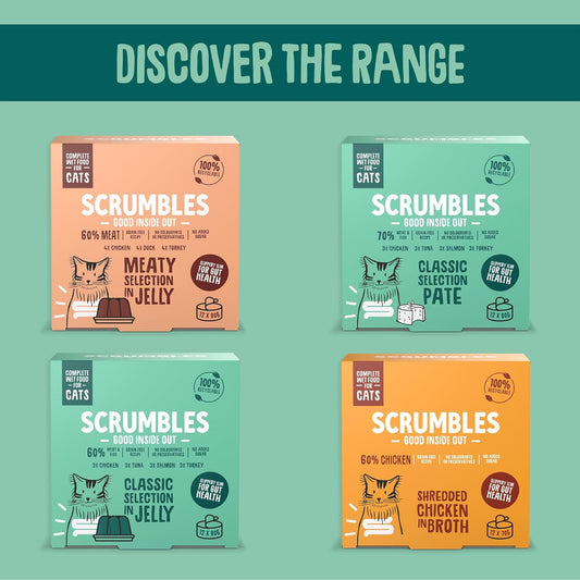 Scrumbles Natural Wet Cat Food, Classic Selection in Jelly 12x 80g