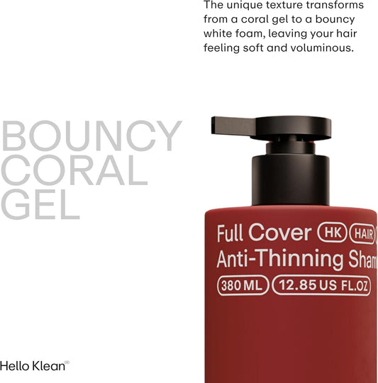 Hello Klean Full Cover Anti-Thinning Shampoo - Repair Damage Caused By Hard Water For Soft & Voluminous Hair - Cleanses Dirt, Oil, Mineral & Chlorine Residue - With Biotin For Stronger & Thicker Hair