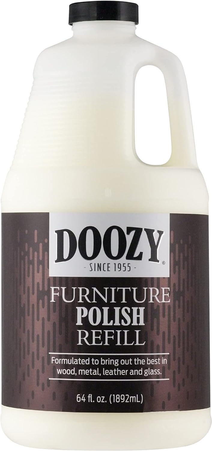 Doozy 64 oz Furniture & Cabinet Polish for All Wood & Metal, Leather & Glass - Oak, Teak, Dark & Light Wood - Best to Clean, Restore, Protect, Shine & Conceal Fine Surface Scratches