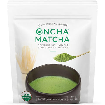 Encha Ceremonial Grade Matcha Powder, Organic First Harvest Japanese Matcha Green Tea Powder, Matcha Tea From Uji, Japan (30G/1.06Oz)