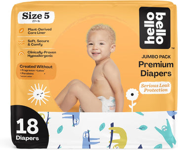Hello Bello Premium Baby Diapers Size 5 I 18 Count Of Disposable, Extra-Absorbent, Hypoallergenic Baby Diapers With Snug And Comfort Fit I Sleepy Sloth