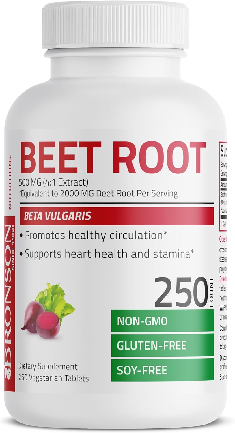 Bronson Beet Root Extra Strength, Non-GMO, 250 Vegetarian Tablets : Health & Household