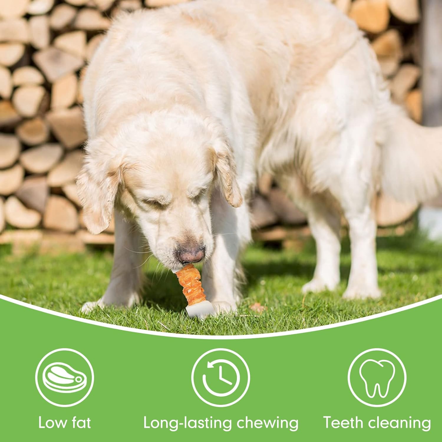 MON2SUN Dog Treats 6.5" Rawhide Bones Chicken Wrapped Knotted Bones Dog Chews, Long Lasting Beefhide Treats for Medium and Large Dogs, Dental Health and Teeth Cleaning : Pet Supplies
