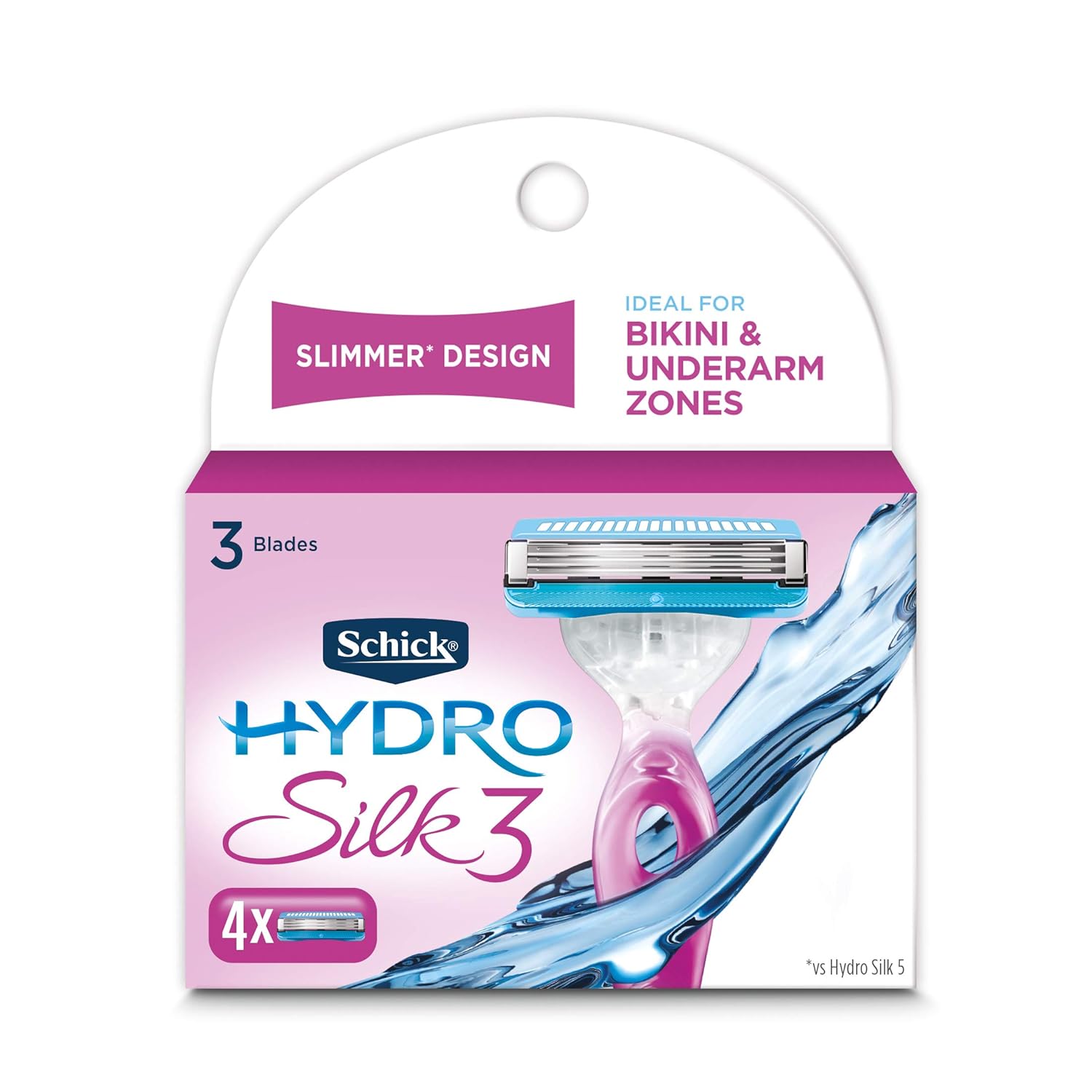 Schick Hydro Silk 3 Razor Blades Refills For Women, 4 Count