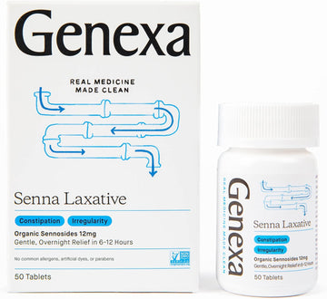 Genexa Senna Laxative Tablets | Irregularity & Constipation Relief | Effective Gentle, Overnight Laxative | Free Of Talc | Certified Organic & Non-Gmo | 50 Tablets