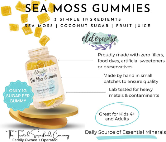 Sea Moss Gummies | Only 3 Ingredients | Vegan | Premium Organic Ingredients | Gluten Free | Sea Moss Gummy