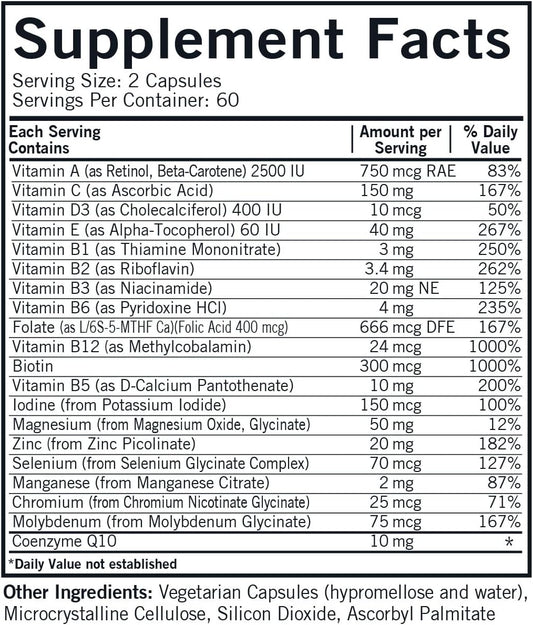 Kirkman - Children'S Multivitamin & Mineral - 120 Capsules - With 5-Mthf - Potent Broad Spectrum Vitamin/Mineral Supplement - Hypoallergenic