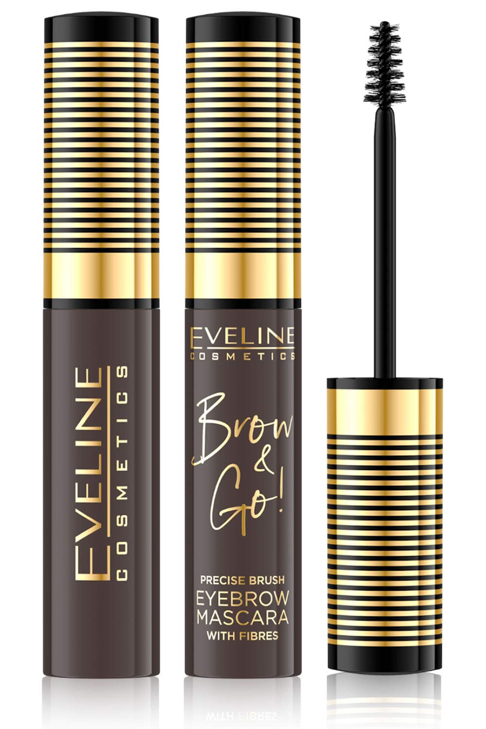 Eveline Cosmetics Brow & Go Precise Brush, Eyebrow, Mascara, With Fibers, 0.14 Oz, 2 Dark