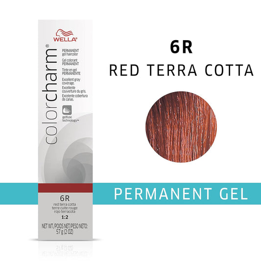 Colorcharm Permanent Gel, Hair Color For Gray Coverage, 6R Red Terra Cotta