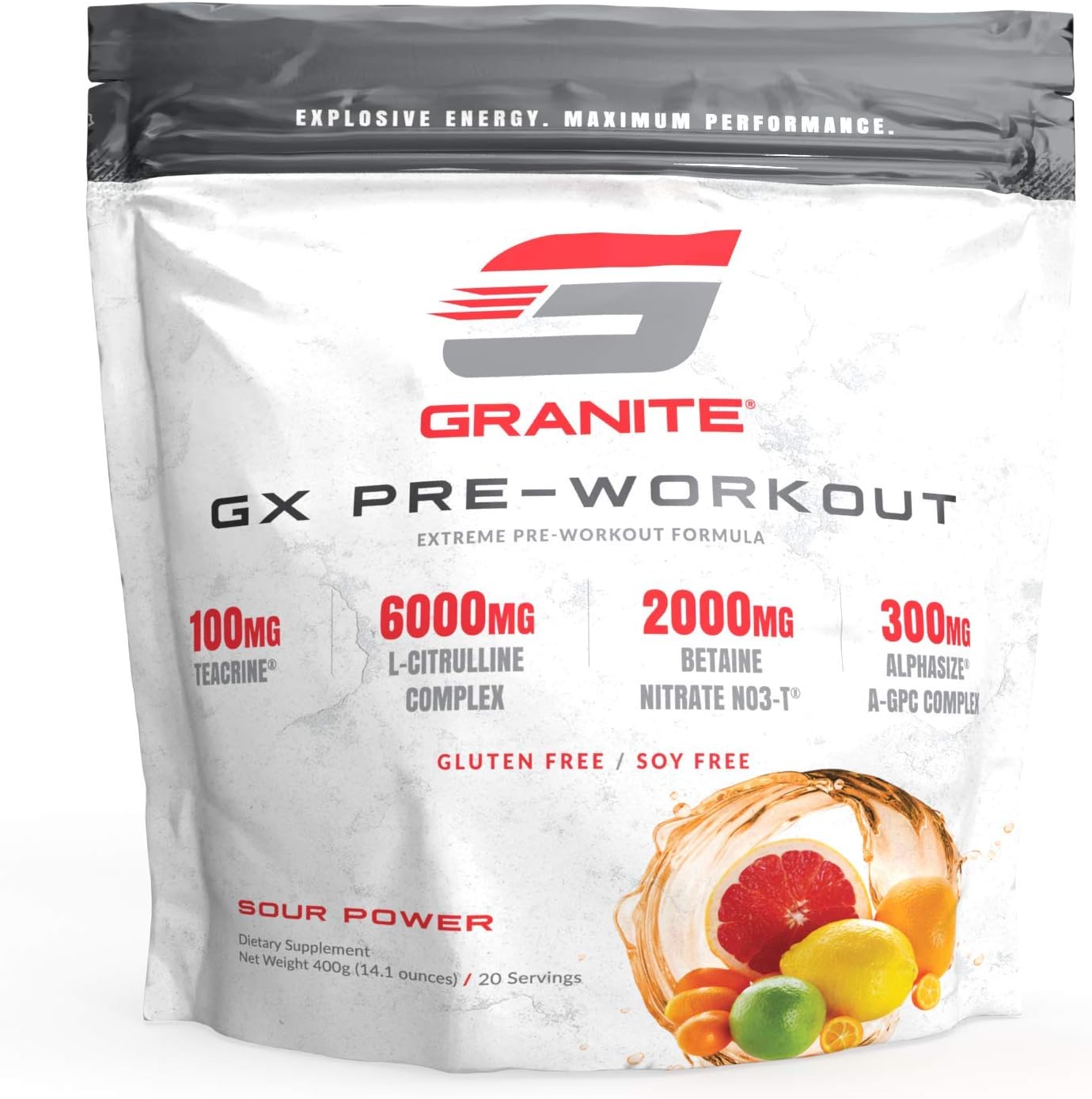 Granite? GX Pre-Workout Supplement (Sour Power) Advanced Formula for P