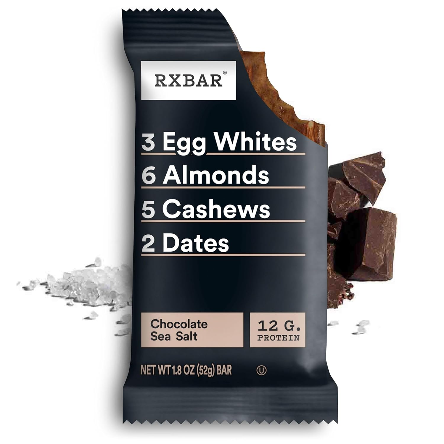 RXBAR Protein Bars, Protein Snack, Snack Bars, Chocolate Sea Salt, 22oz Box (12 Bars) : Grocery & Gourmet Food