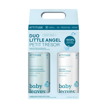 Attitude Baby 2-In-1 Shampoo & Body Wash And Baby Lotion Set, Ewg Verified, Dermatologically Tested Soap And Moisturizing Cream, Vegan, Pear Nectar, 16 Fl Oz Each