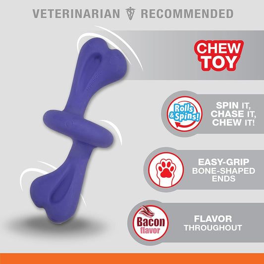 Nylabone Rolling Dog Toy Power Chew Dog Toy For Aggressive Chewers - Spin And Chase Dog Toy - Bacon Flavored Chew Toy For Dogs - Large/Giant (1-Count)