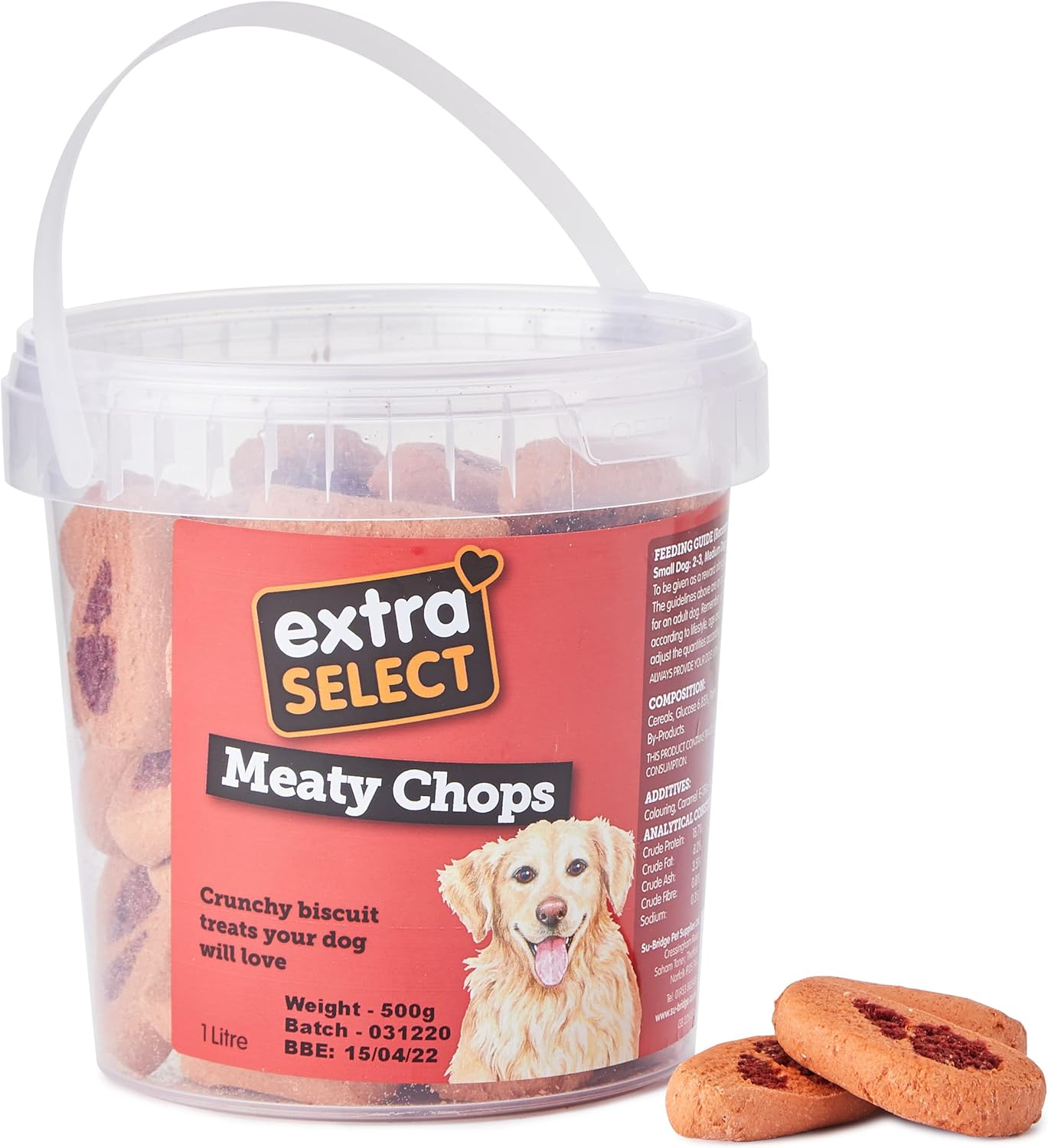 Extra Select Chop Shaped Dog Treat Biscuits in a 1ltr Bucket (approx 70 biscuits)?01SBT1