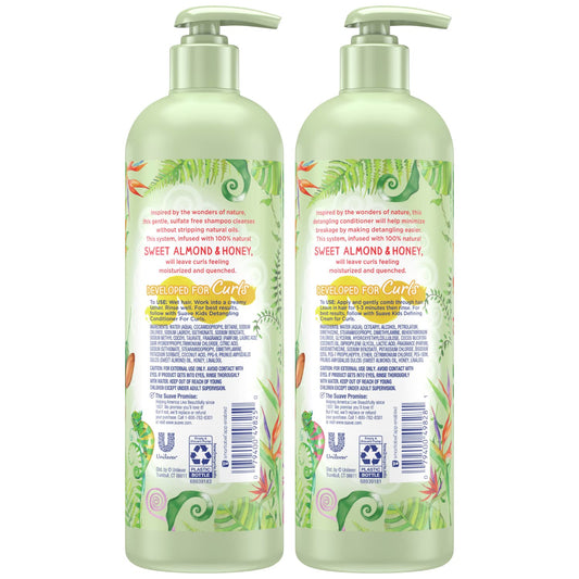 Suave Kids Shampoo and Conditioner Set - Kids Curly Hair Products Infused with Sweet Almond & Honey, Moisturizing Shampoo and Detangling Kids Conditioner, 16.5 Oz Ea (2 Piece Set)