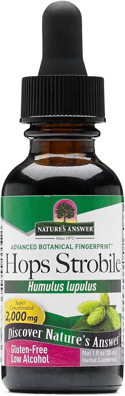 Nature's Answer Hops Herb Extract with Organic Alcohol, 1-Fluid Ounce | Promotes Cognitive Function | Natural Calming Stress Reliever | Natural Sleep Aid