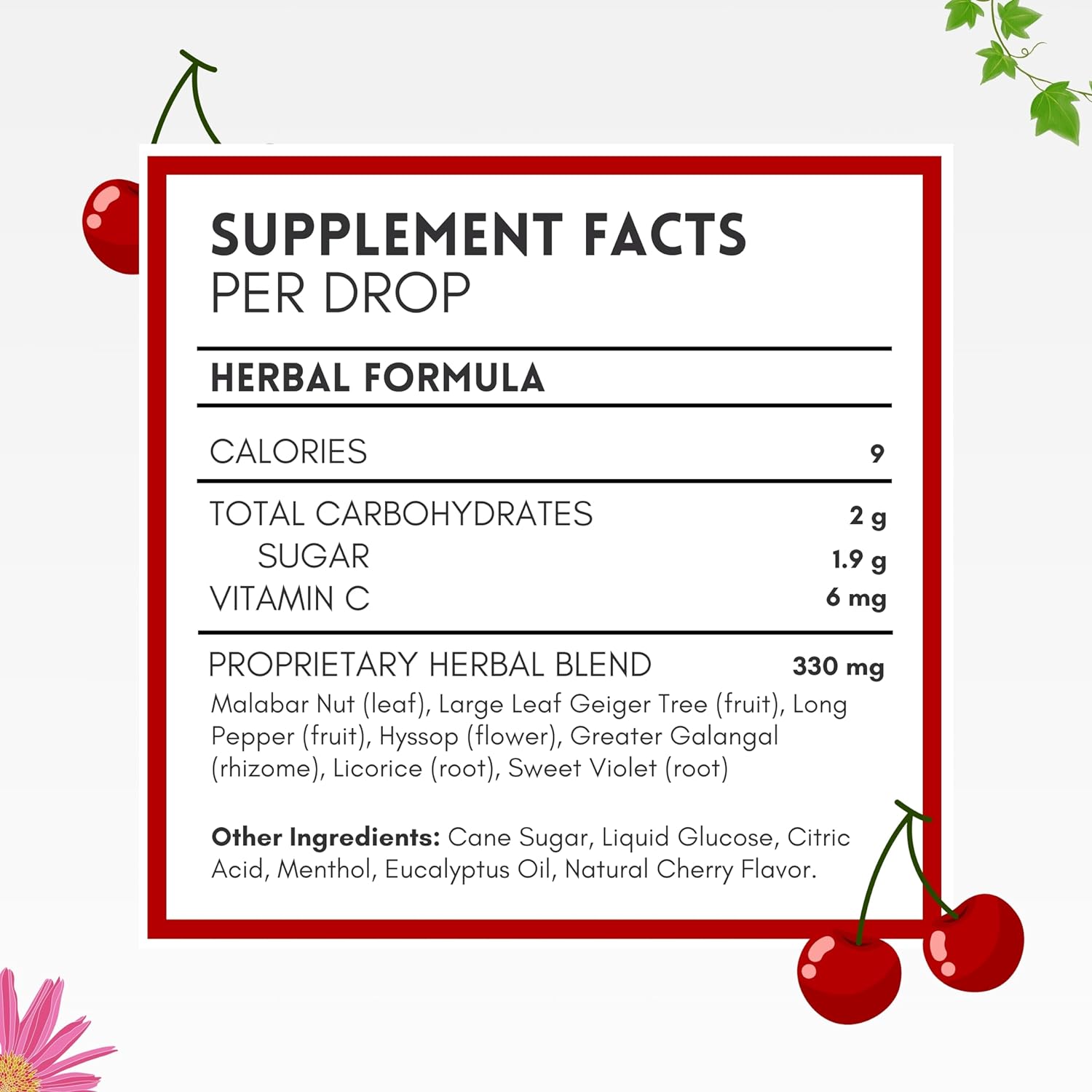 Herbion Naturals Cough Drops Cherry Flavor 25 Count Bag : Health & Household